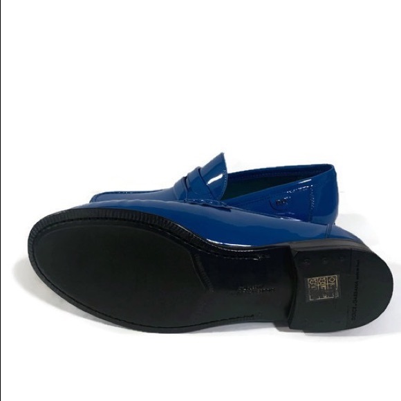 Dolce & Gabbana Patent Leather Blue Moccasins - Picture 6 of 7